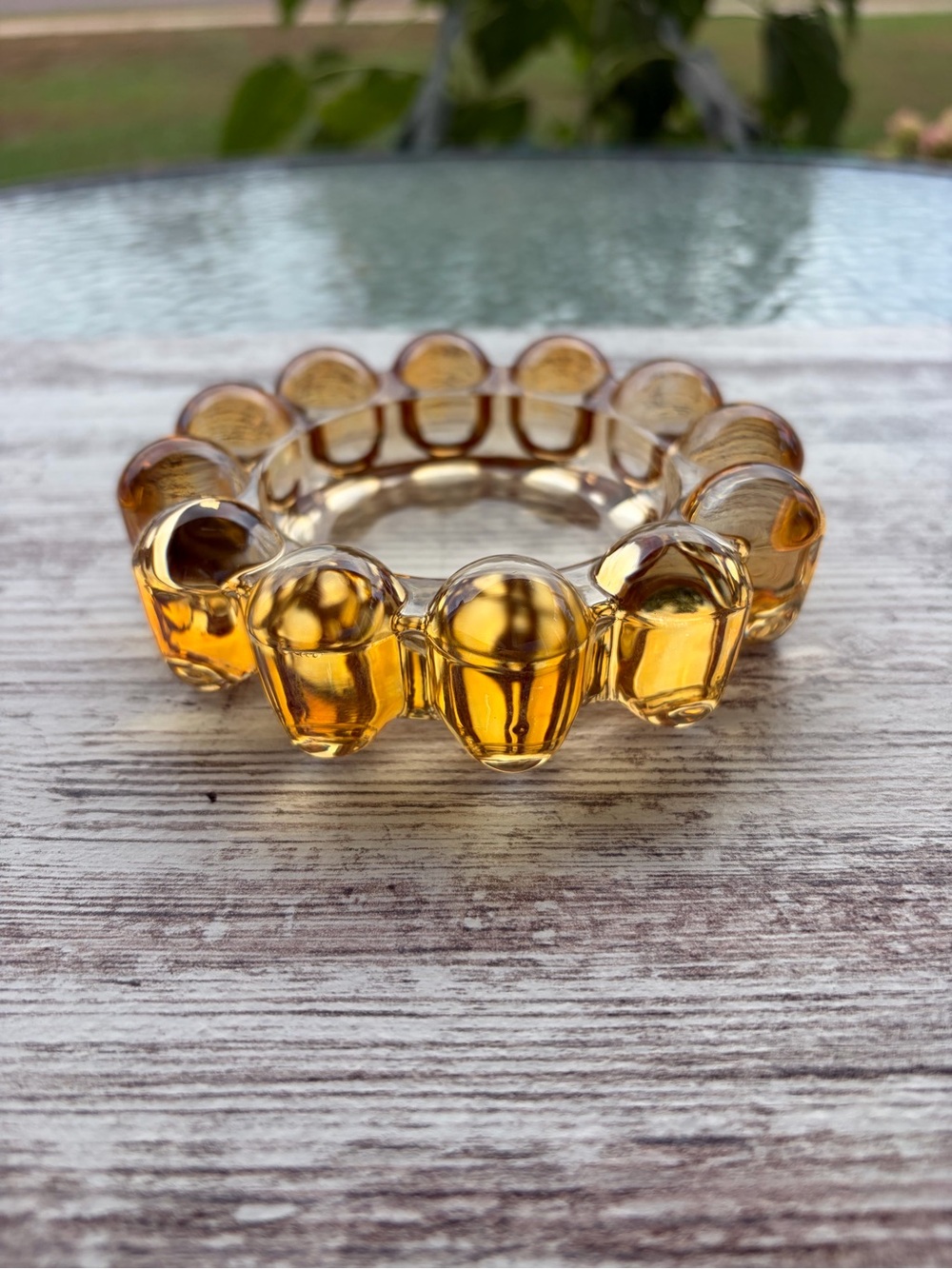 Vintage MCM Amber Boopie Bubble Anchor Hocking Glass Ashtray Dish Retro - Picture 2 of 5